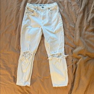 Abercrombie & Fitch The Mom High Rise Distressed Jeans